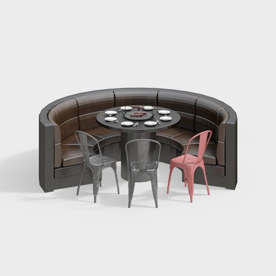 Urban Corner Dining Table 3D model for Modern Spaces