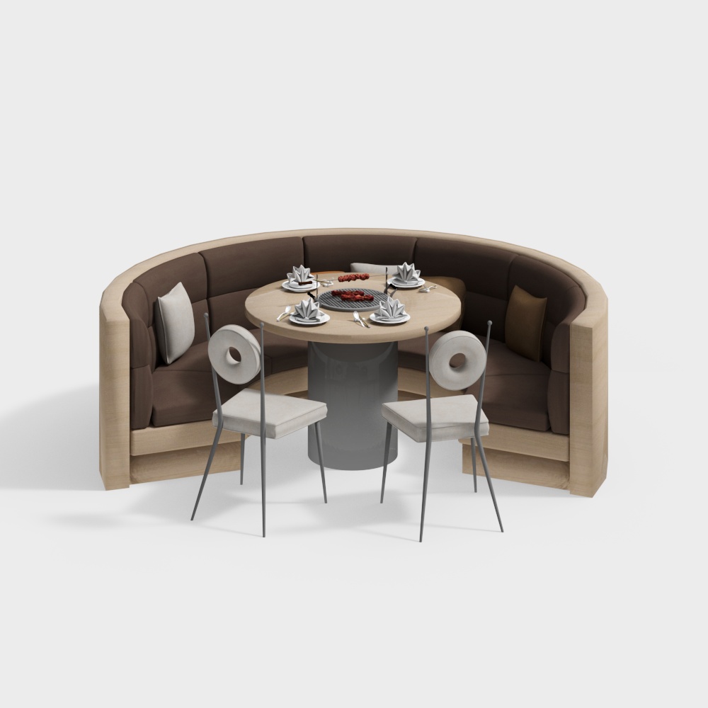 Round Table Relaxation Area – Wooden Modern Design