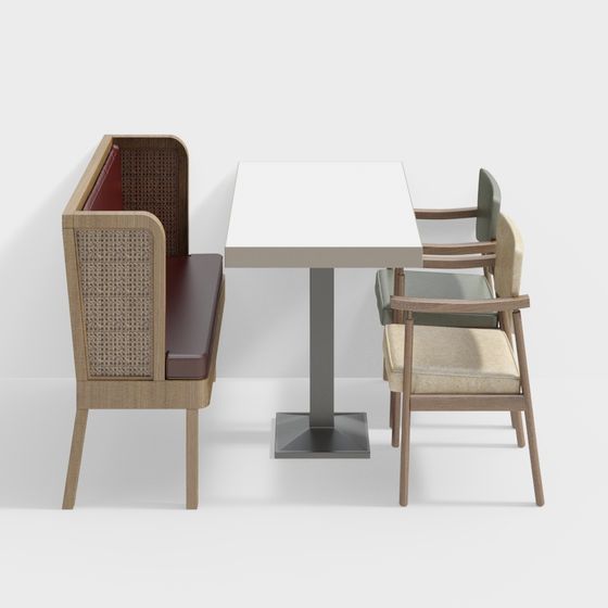 Stylish Urban Corner Coffee Table and Chair Set 3D model