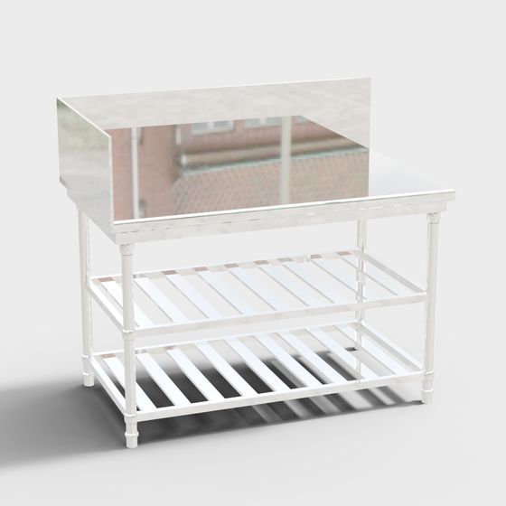 Contemporary Stainless Steel Workbench 3D model