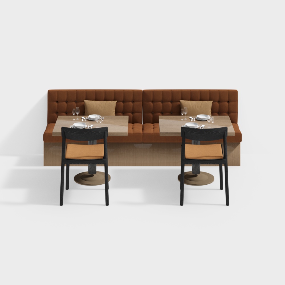 City Corner Restaurant Seating – Low-Poly Leather Chair