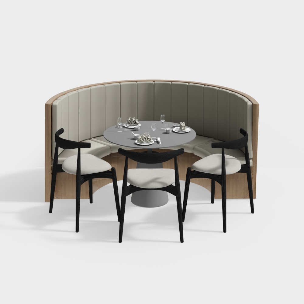 Urban Corner Dining Table 3D Model – Low-Poly Urban Style