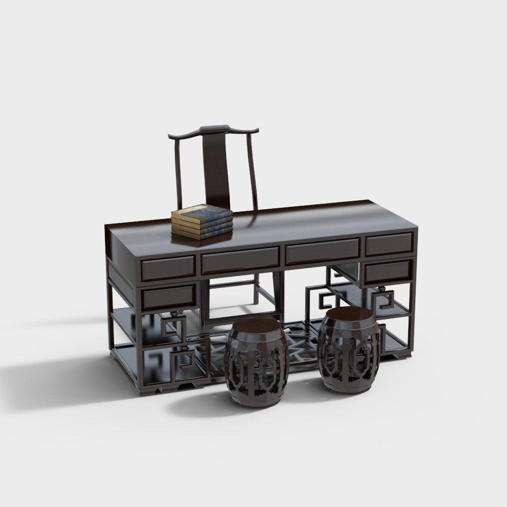 Elegant Chinese Deskn 3D model for Modern Spaces