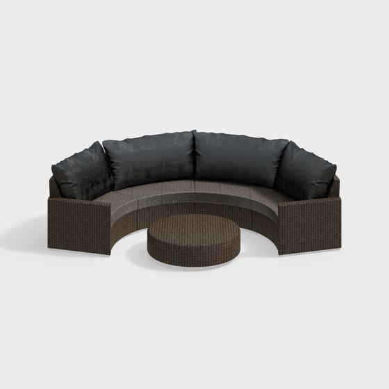 Curved Sofa Set 3D Model for Modern Interiors