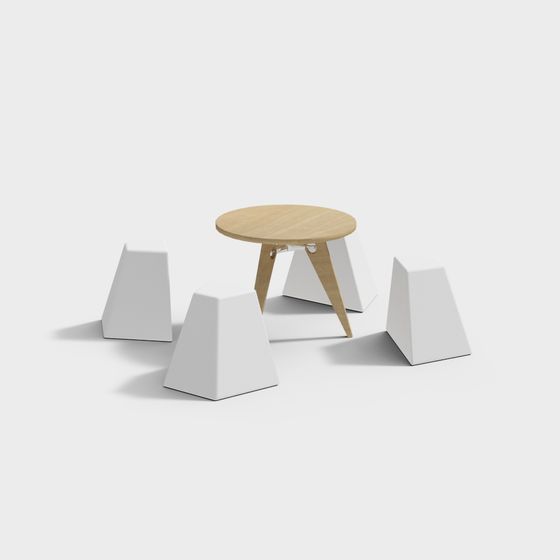 Triangular Stool and Geometric Table 3D model