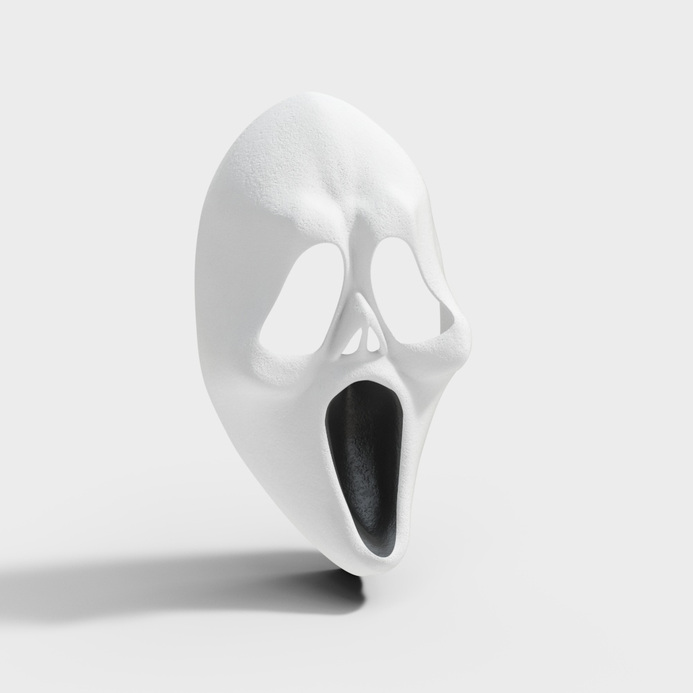 Low Poly White Mask 3D Model