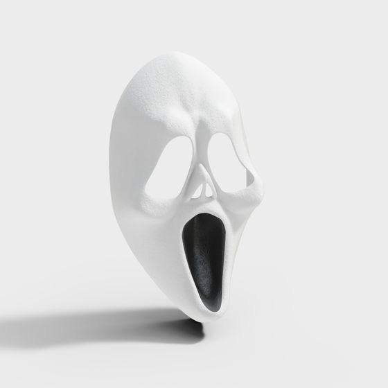 Low Poly White Mask 3D Model
