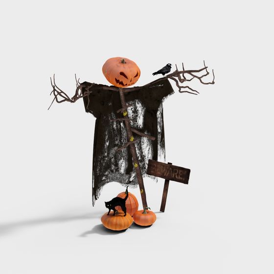 Spooky Scarecrow 3D model for Halloween