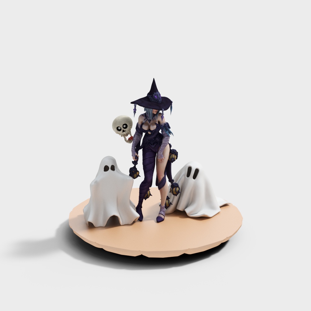 Ghost Witch 3D Model – Halloween Character Design