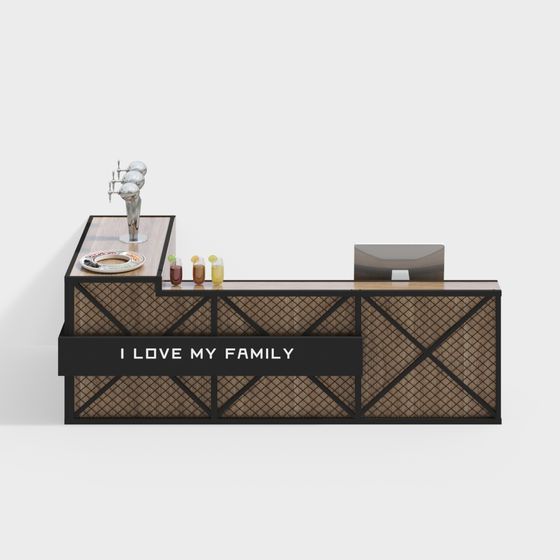 Stylish Family Bar Counter 3D model