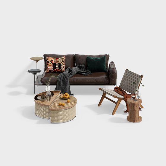 Artistic Low-Poly Furniture Set 3D Model