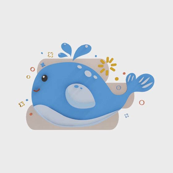 Charming Low-Polygon Blue Whale 3D Model