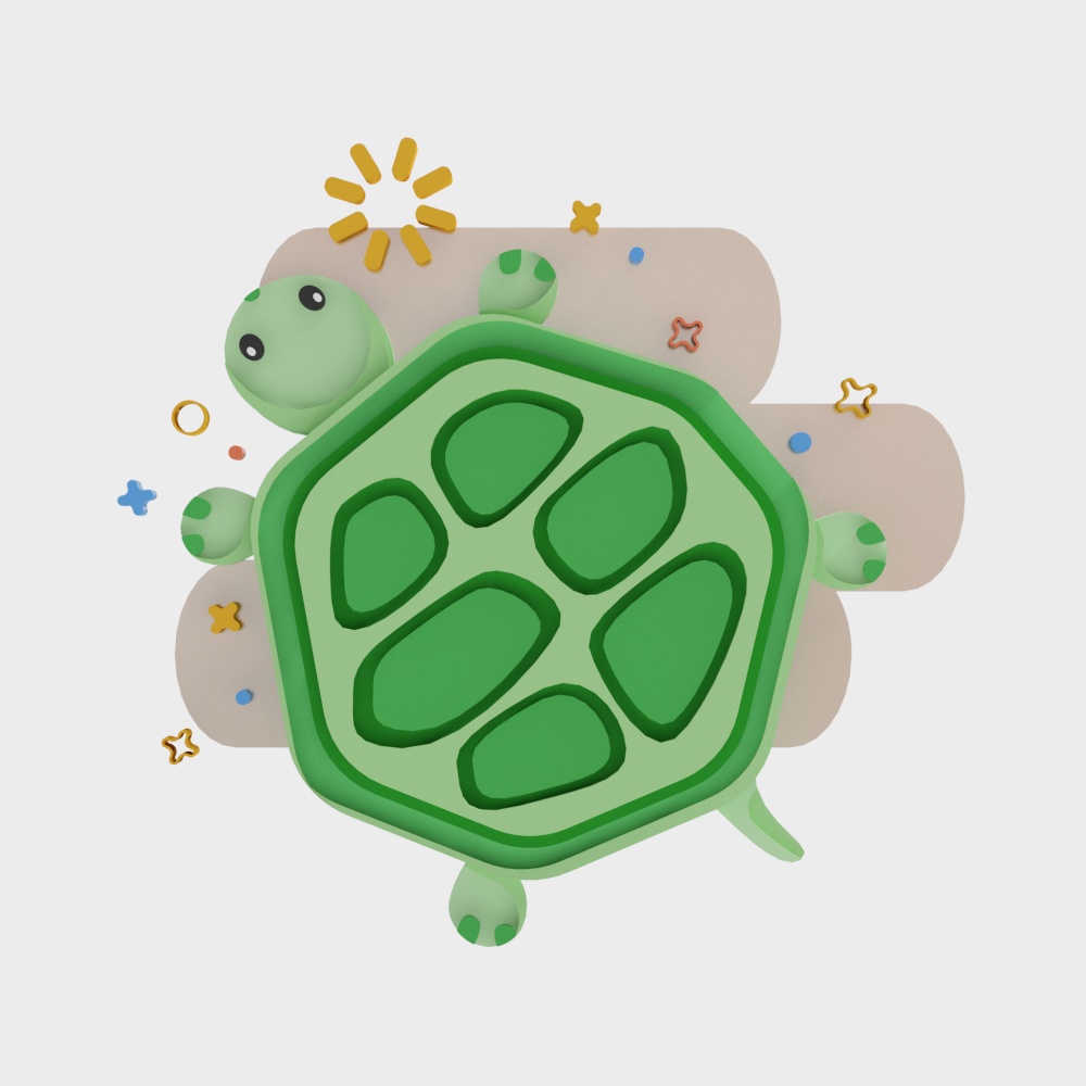 Cute Low-Poly Turtle 3D model