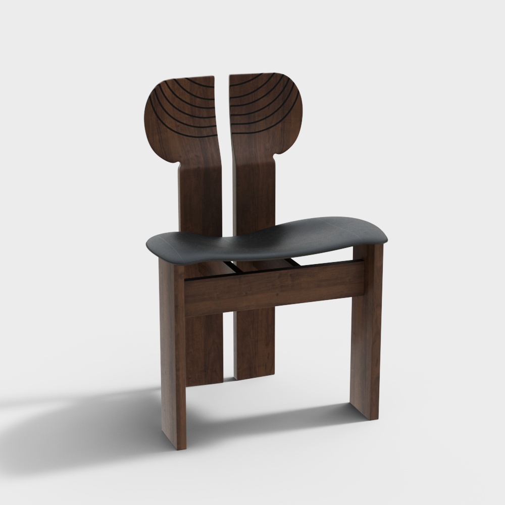 Time Traveler Chair 3D Model – Walnut Wood & Leather