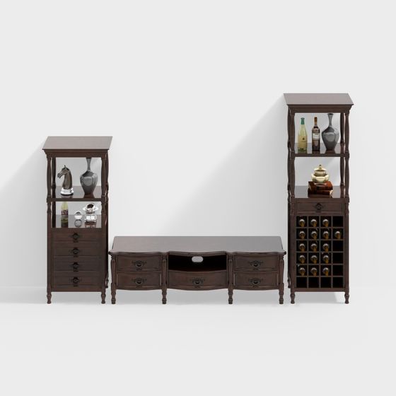 Elegant Vintage Furniture Set 3D model for Creative Projects