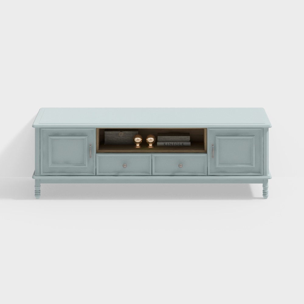 Tủ TV gỗ đặc màu xanh Mỹ