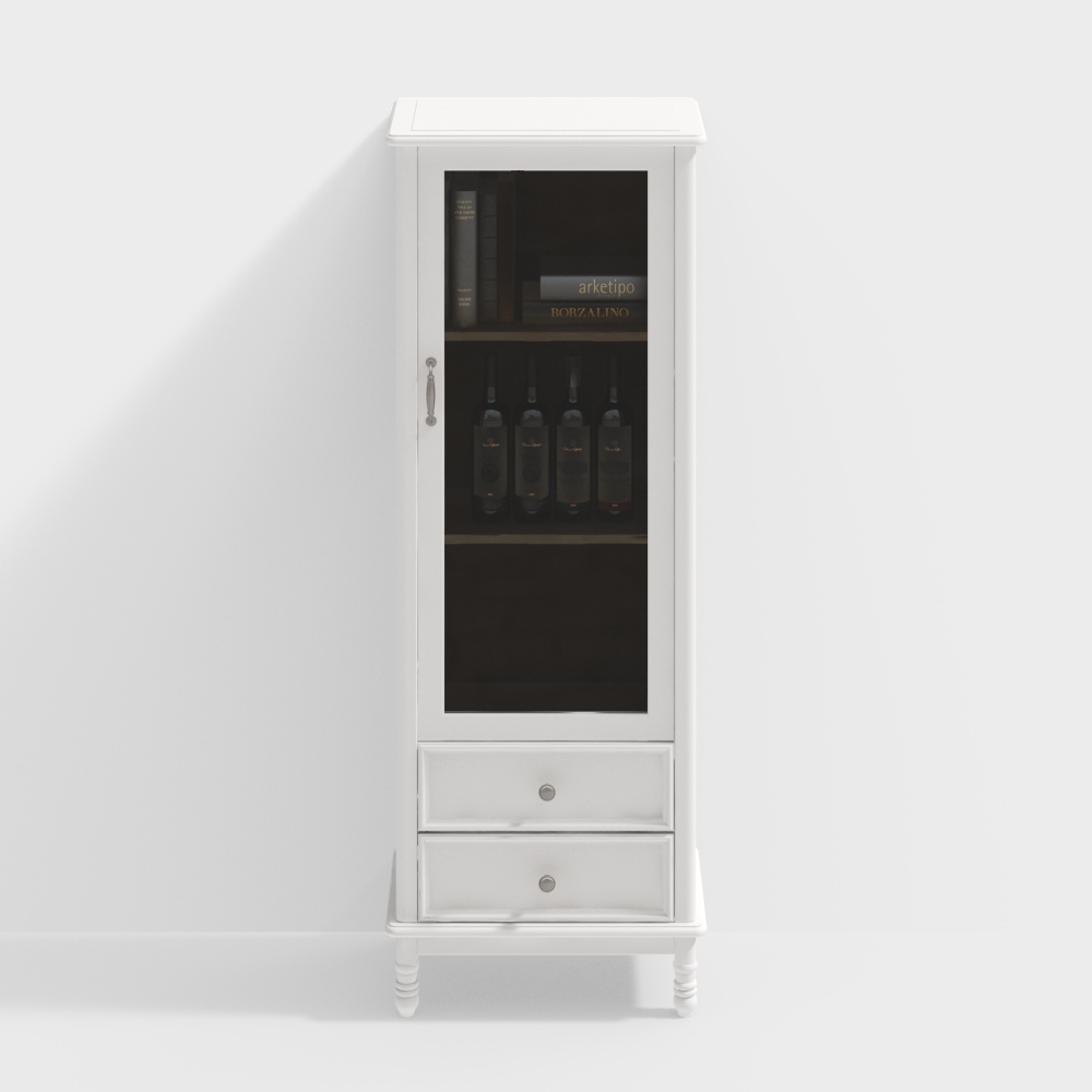 American white solid wood TV cabinet single door side cabinet