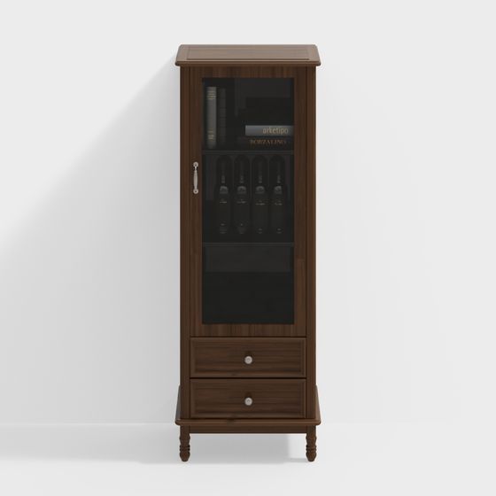 Chic Vintage Cabinet 3D Model for Interior Spaces