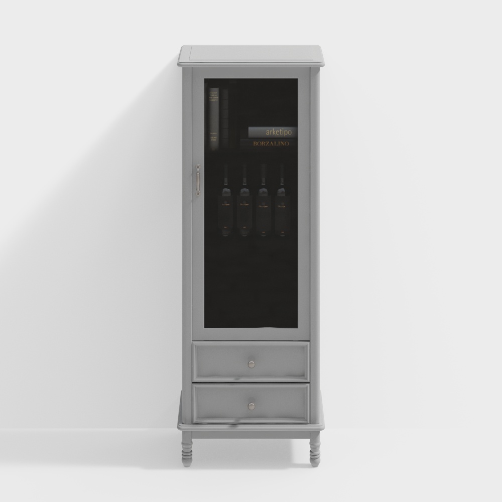 American gray solid wood TV cabinet single door side cabinet