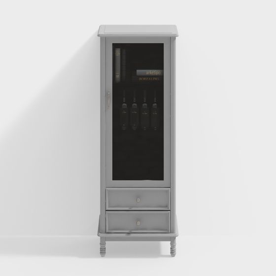 Elegant Low-Poly Wine Cabinet 3D model