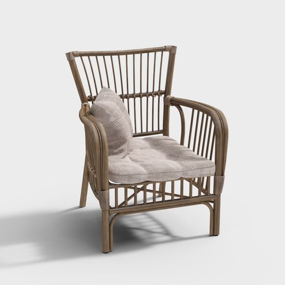 Stylish Rattan Chair 3D model for Modern Interiors