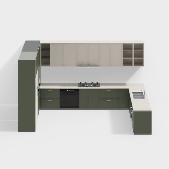 Stylish Low-Poly High-Detail Kitchen 3D model