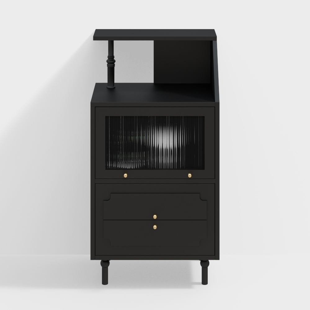 American black TV cabinet side cabinet