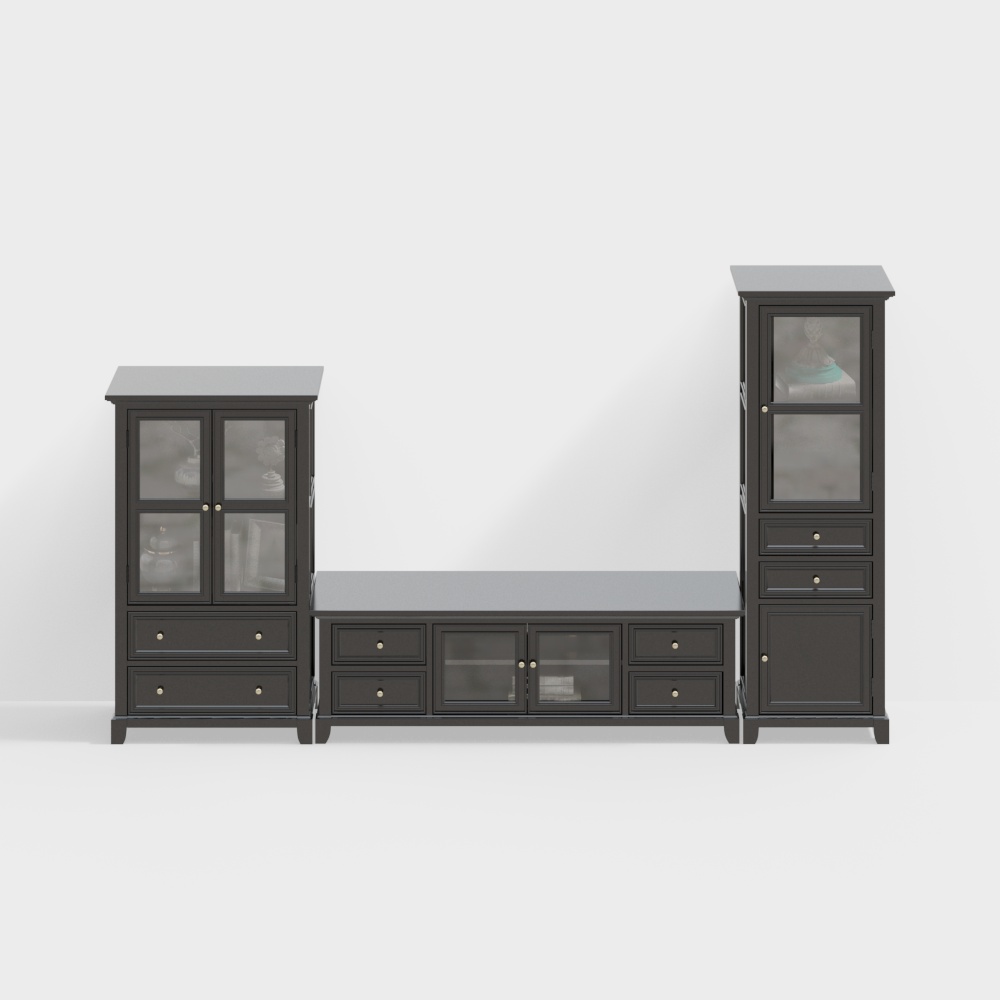 Bộ tủ TV gỗ chắc chắn kiểu Mỹ