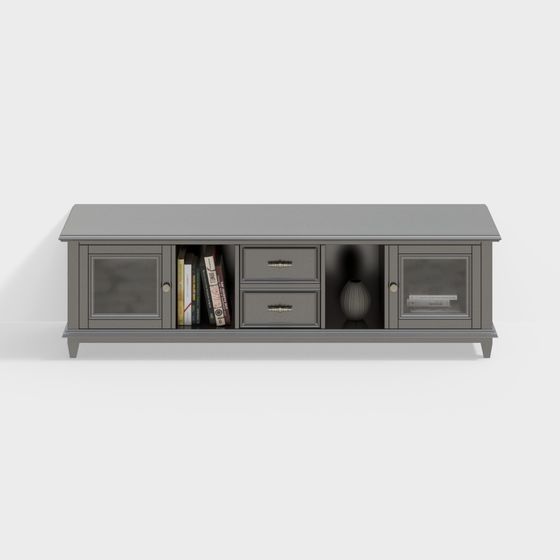 Stylish Minimalist TV Cabinet 3D Model for Modern Interiors