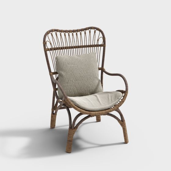 Elegant Rattan Chair 3D model for Relaxing Spaces