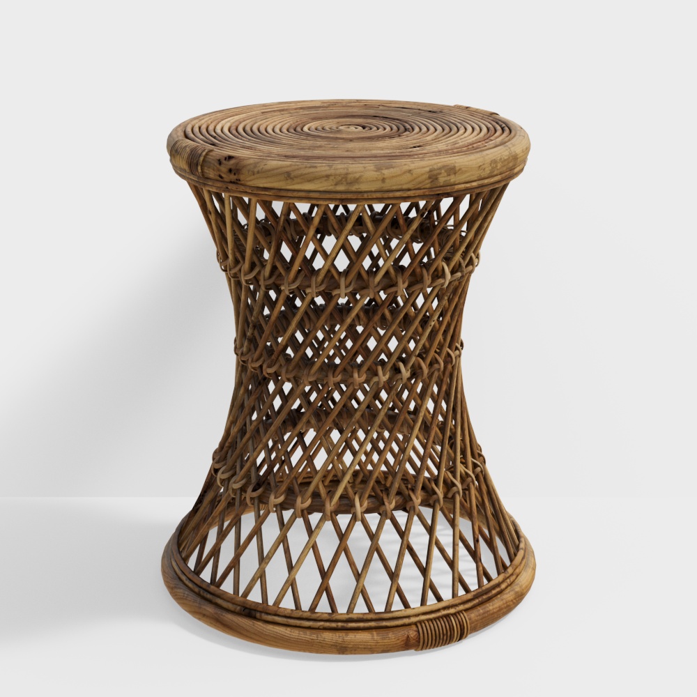 Mesa auxiliar de mimbre del sudeste asiático