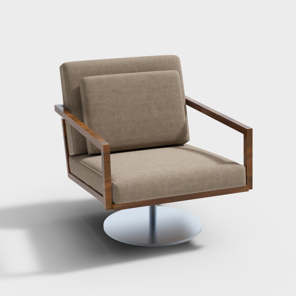 Urban Lounge Chair 3D Model – Low-Poly Beige Fabric