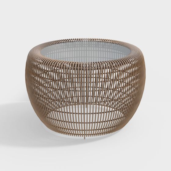Woven Round Table 3D model in Low-Poly Style