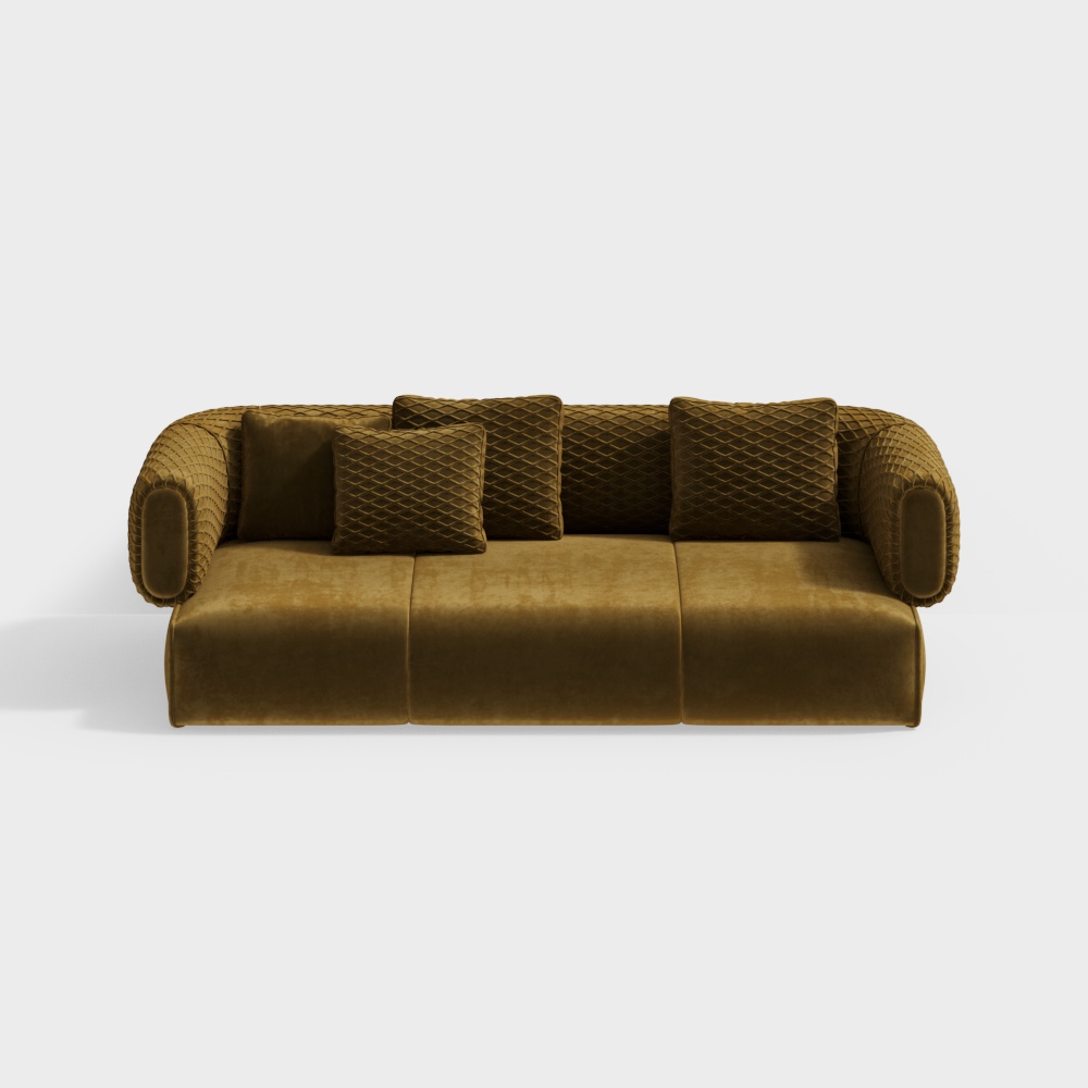 Modern Low-Poly Sofa 3D Model – Velvet Upholstery