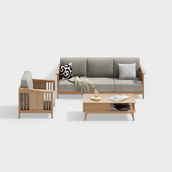 Modern Minimalist 3D Sofa Set Design