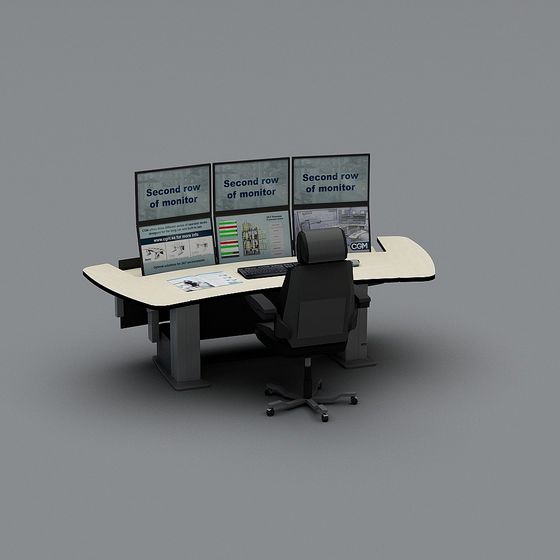 Modern Low-Poly Office Workstation 3D model