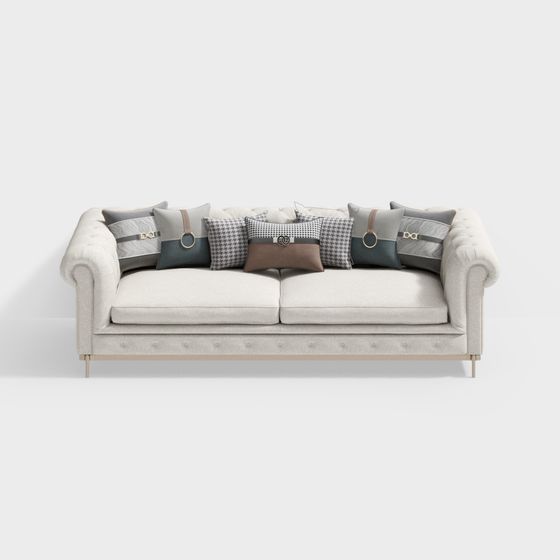 Elegant Low-Poly Sofa 3D model for Modern Interiors