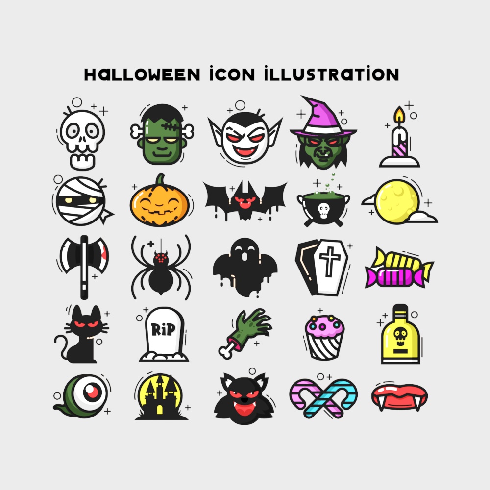 Halloween Icon Illustration 3D Model Collection – Spooky Set