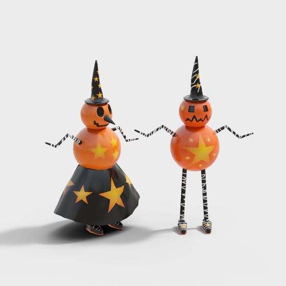 Pumpkin Witches 3D model for Halloween