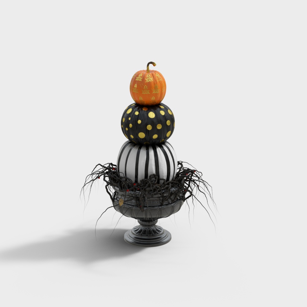 Halloween Pumpkin Stack 3D Model – Low-Poly Textured Pumpkins