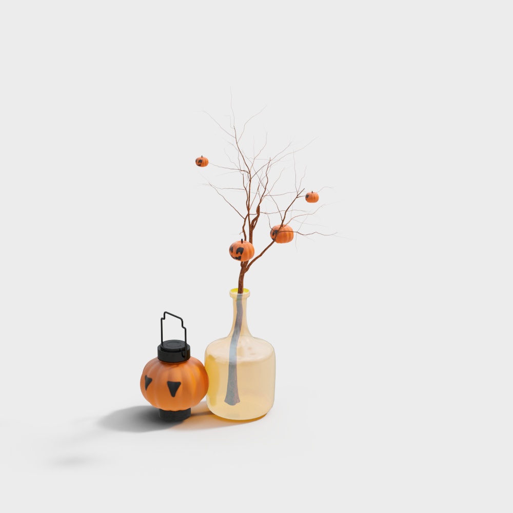 Halloween Decorations 3D Model – Spooky Pumpkin Set