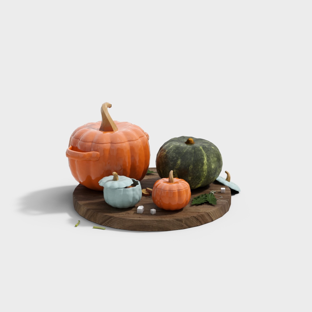 Pumpkin Patch Delight 3D Model – Vibrant Autumn Pumpkins