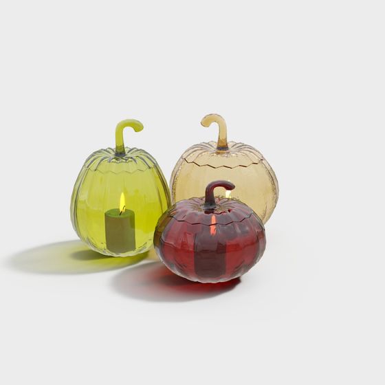 Glass Pumpkins 3D model for Autumn Season