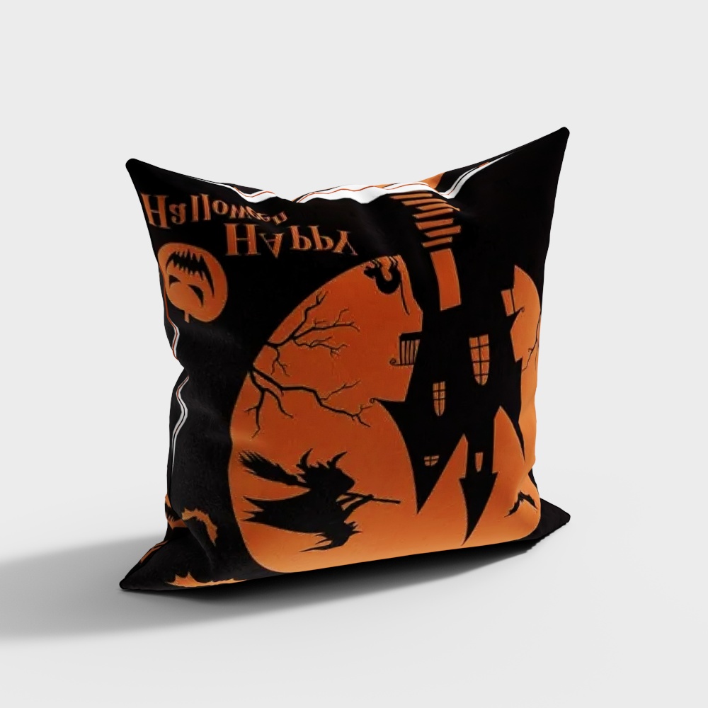 Haunted Pillow 3D Model – Halloween Decor Textile