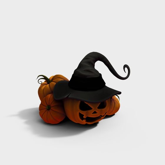 Witch's Pumpkin 3D model for Halloween