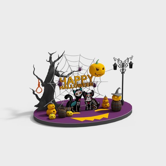 Spooky Cats' Haunted Night 3D model