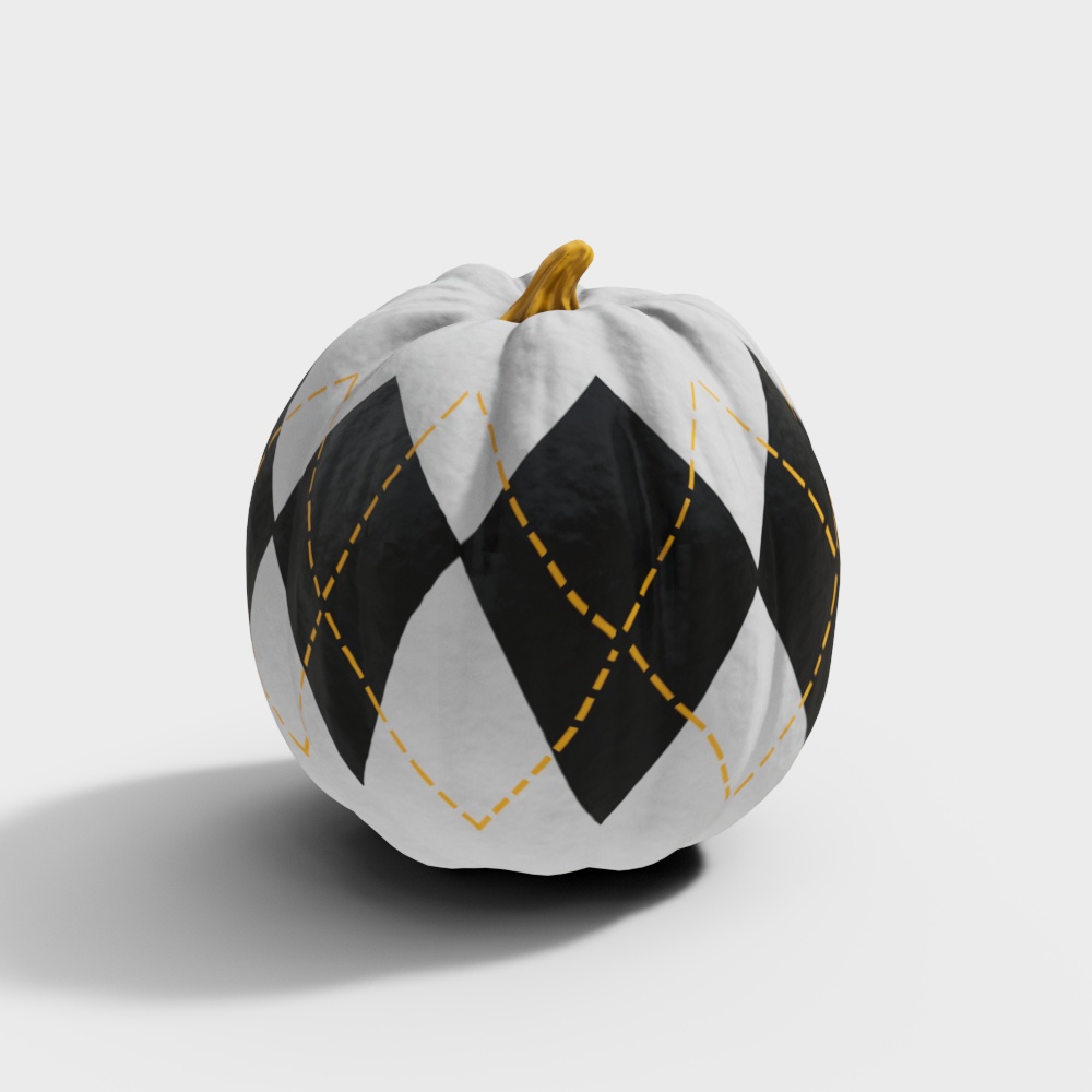 Unique Halloween Pumpkin 3D Model – Checker Pattern Design