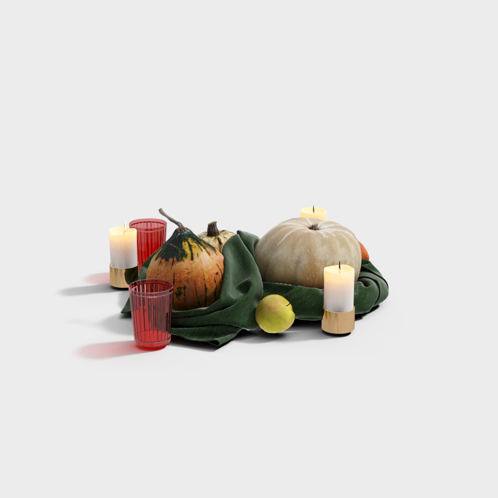 Harvest Table Arrangement 3D Model – Autumn Decor