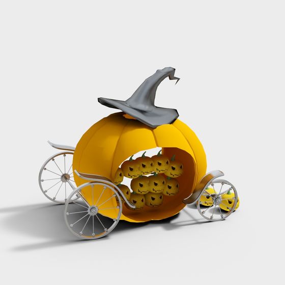 Magical Pumpkin Carriage 3D model for Halloween