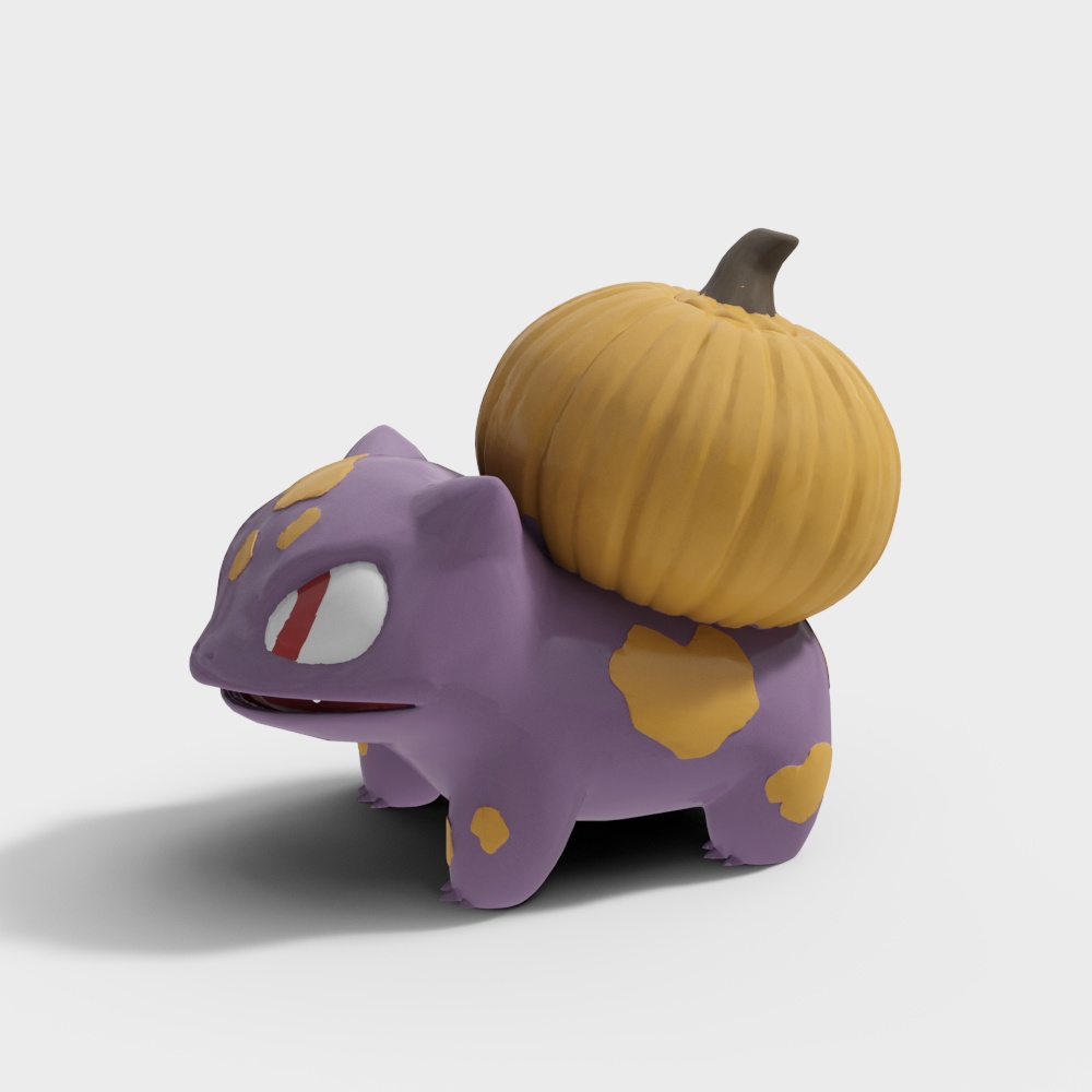 Charming Purple Creature 3D Model – Low-Poly Halloween Design